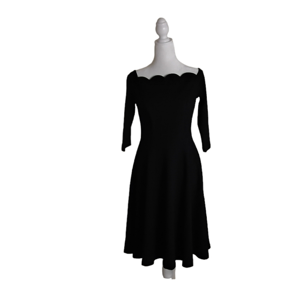 Missmay Women's Navy Vintage Cocktail Boat Neck 3/4 Sleeve Swing Dress. Size M